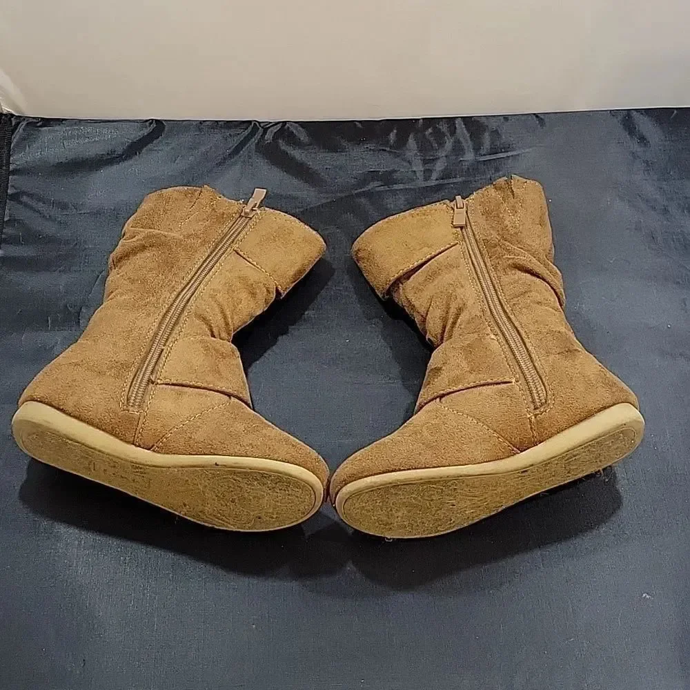 LINK ZIPPER BUCKLE SLOUCH CASUAL FLAT HEEL MID CALF ROUND TOE BOOTIES